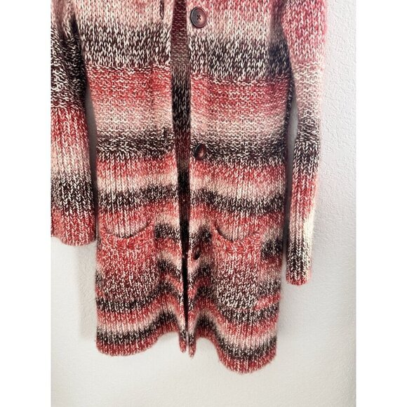 Willi Smith Wool Blend Cardigan Duster Womens Sz S Red Long Heavy Knit Classic - Picture 3 of 10